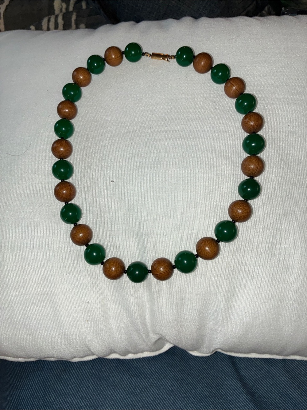 Vintage Green and Brown Beaded Necklace - Classic Women Jewelry